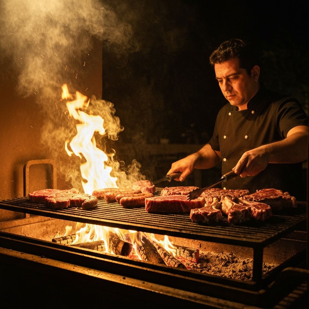 Parrillero trabajando en la parrilla TATIN